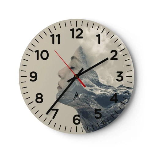 Väggklocka - Klocka på glas - Elementens skönhet - 30x30 cm