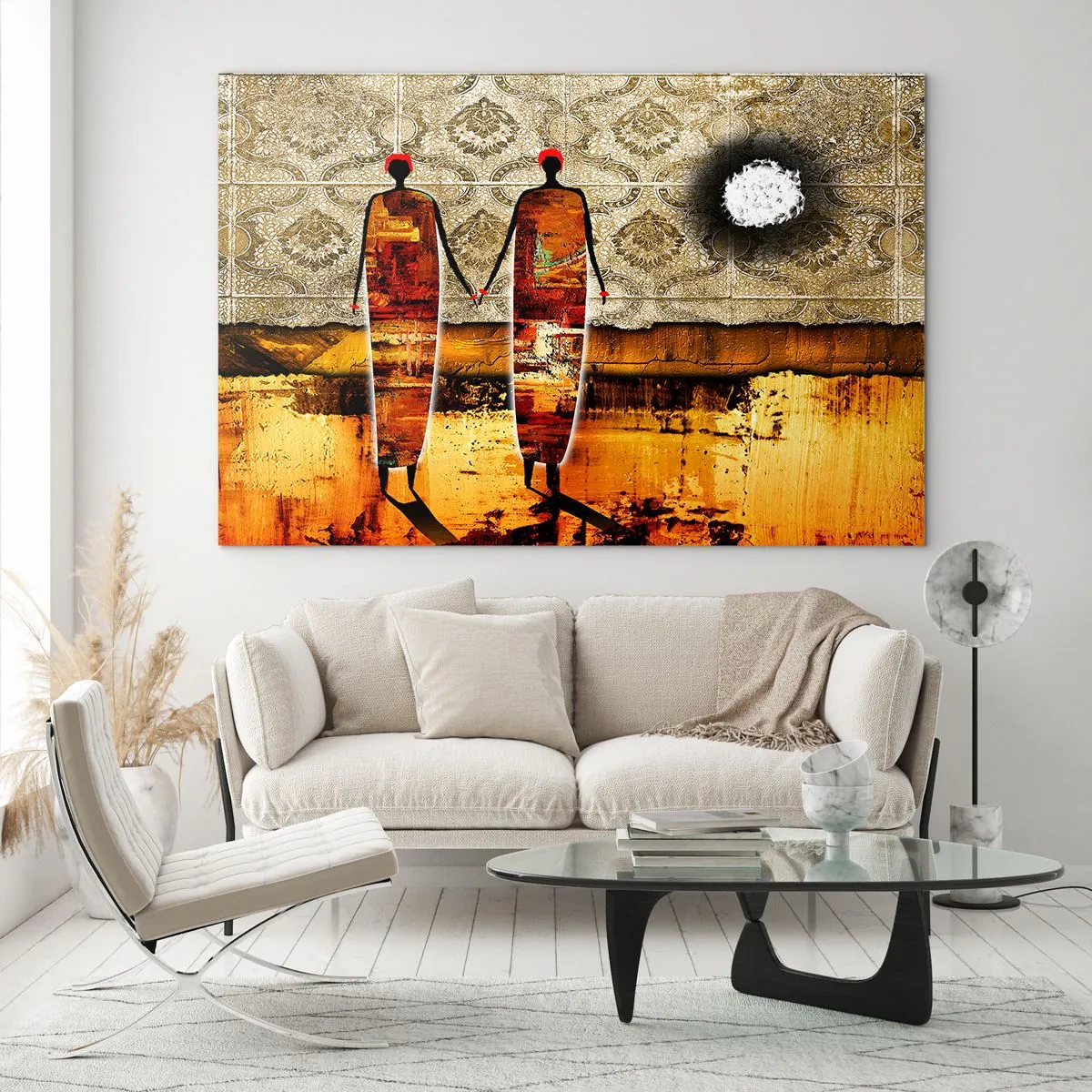 Glastavla - Bild på glas - Etnisk komposition i Afrikas färger - 120x80 cm