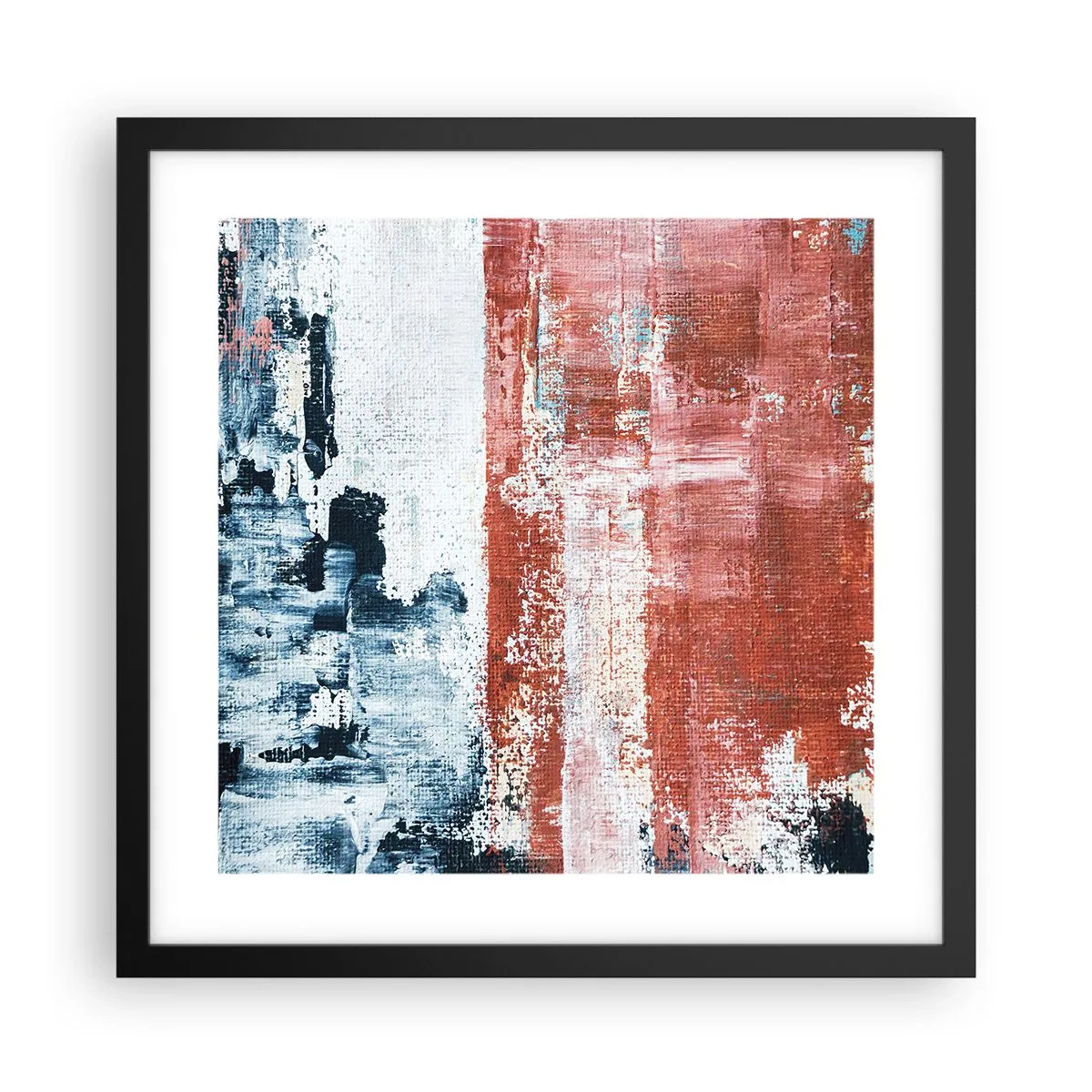 Affisch i svart ram - Abstrakt halvt om halvt - 40x40 cm