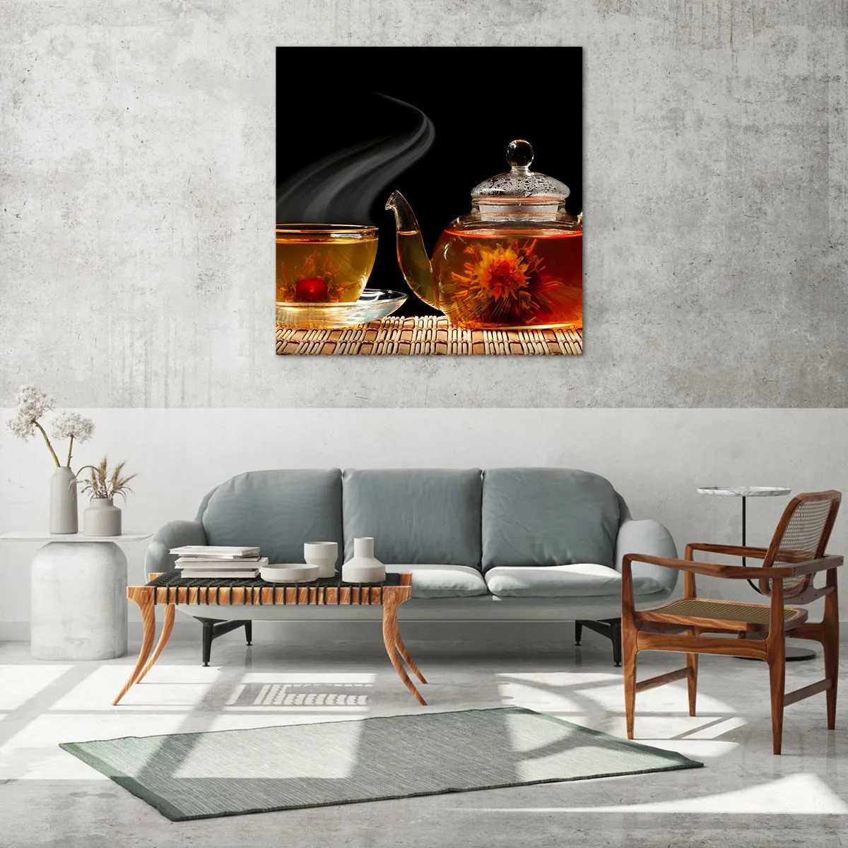 Glastavla - Bild på glas - Magin och konsten att brygga te - 60x60 cm