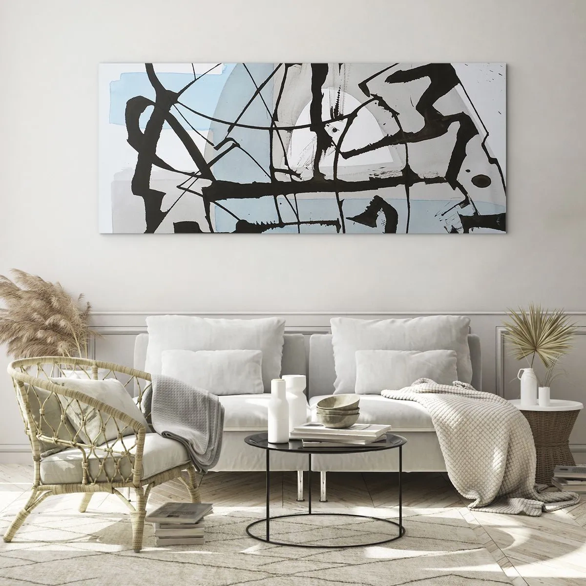 Glastavla - Bild på glas - Blått trots allt - 100x40 cm