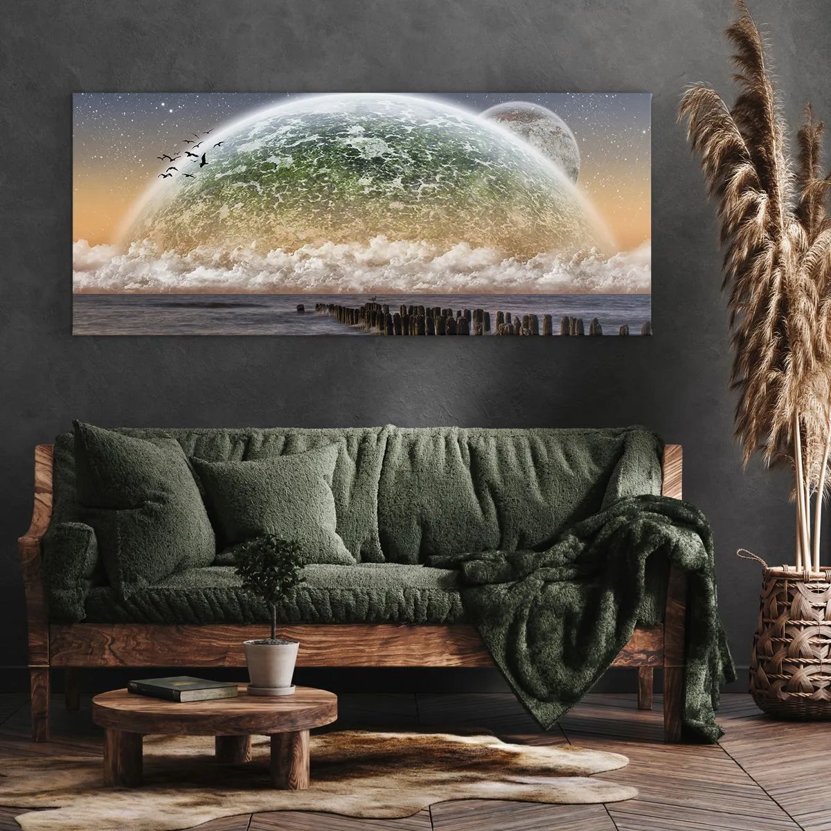 Canvastavla - Bild på duk - Och världen uppstod ur vatten - 100x40 cm