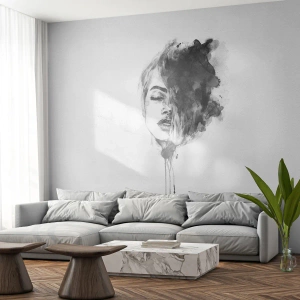 Fototapet Premium Canvas - Vad flickan drömmer om - Porträtt av en kvinna, Kvinnans ansikte, Abstraktion - 150x105 cm