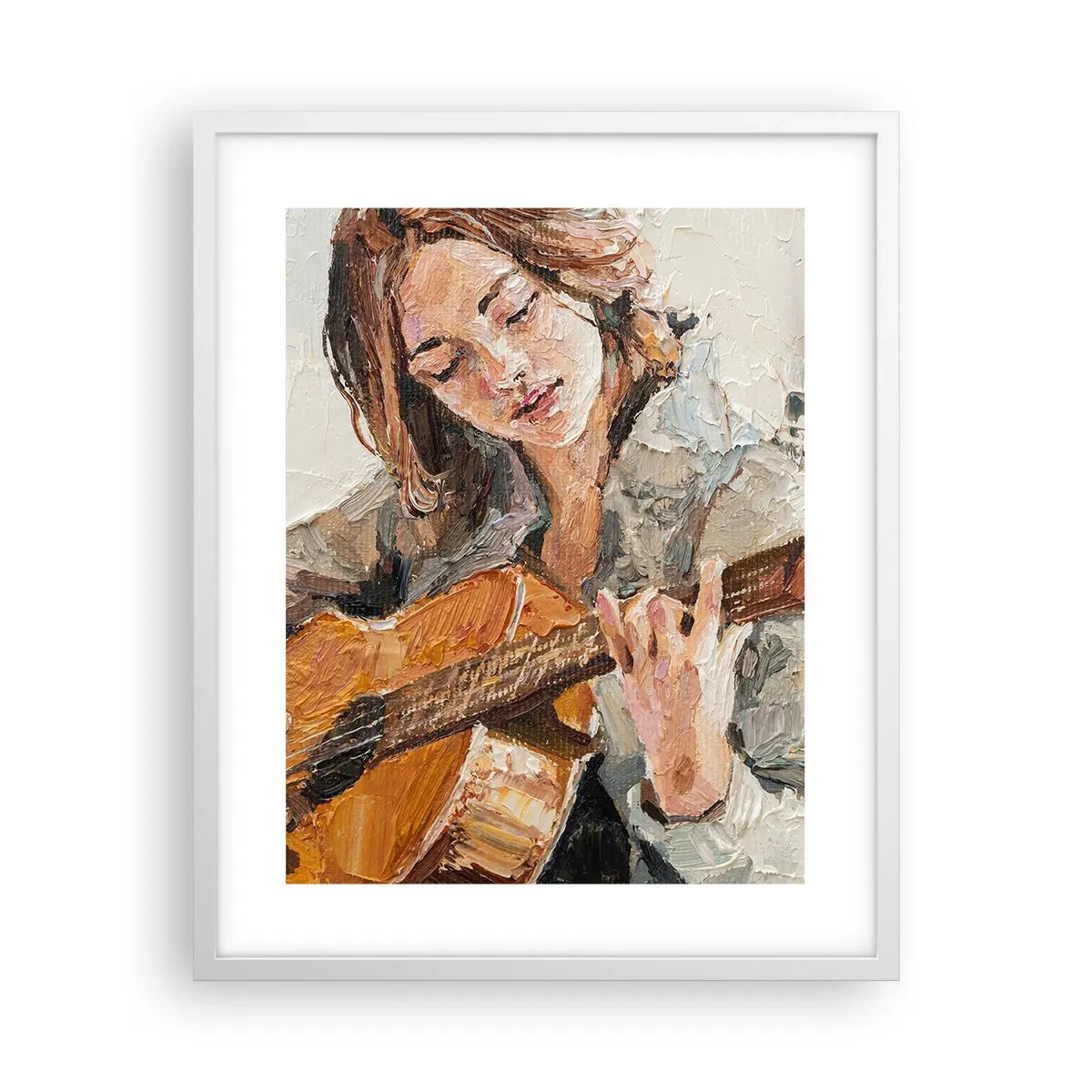 Affisch i vit ram - Konsert för gitarr och en flickas hjärta - 40x50 cm