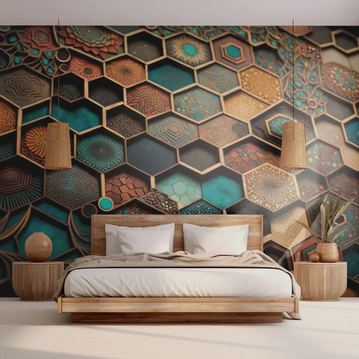 Fototapet Premium Canvas - Arabiska ornament - en variation - Kub, Mosaik, Mönster - 250x175 cm
