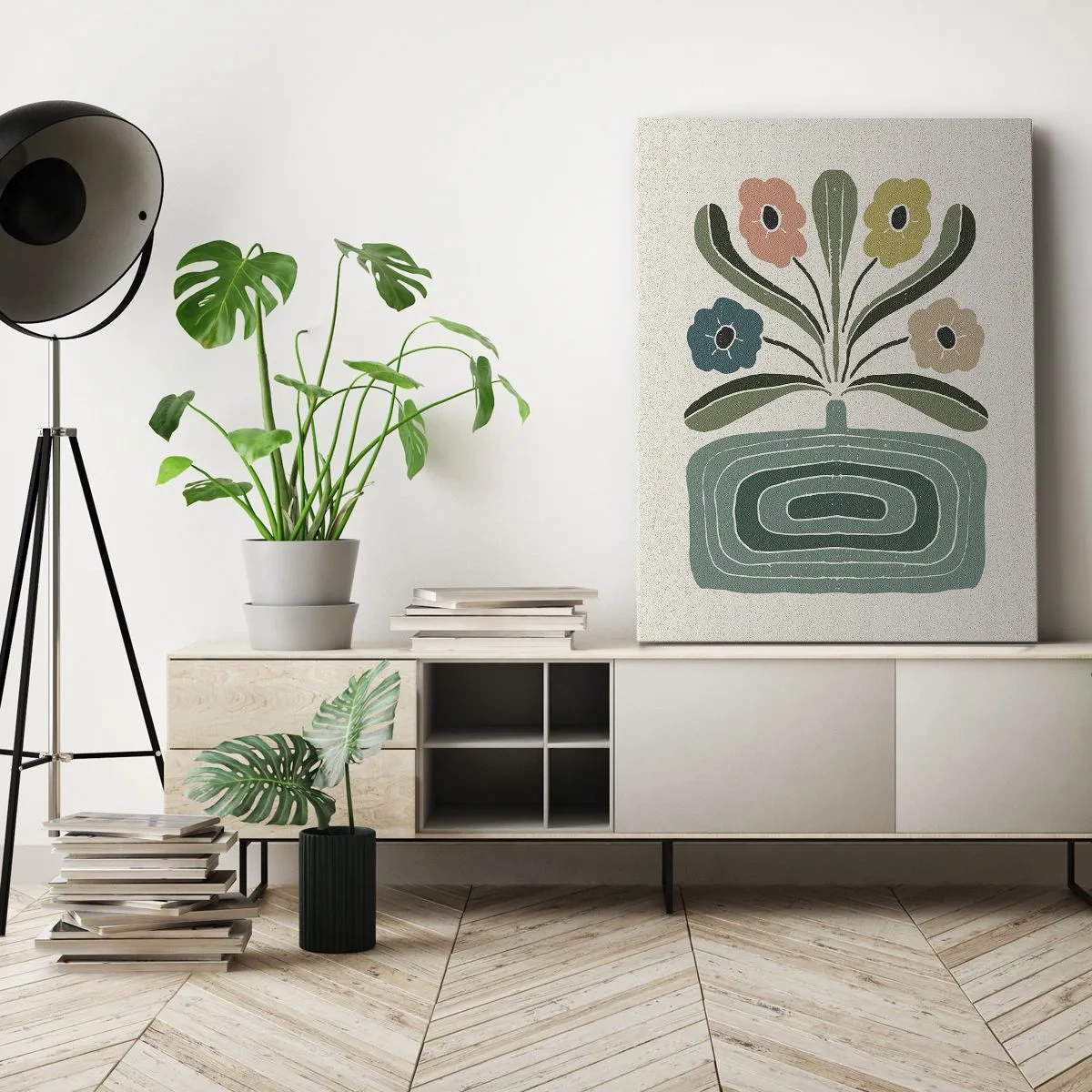 Canvastavla - Bild på duk - Symmetrisk bukett - 45x80 cm