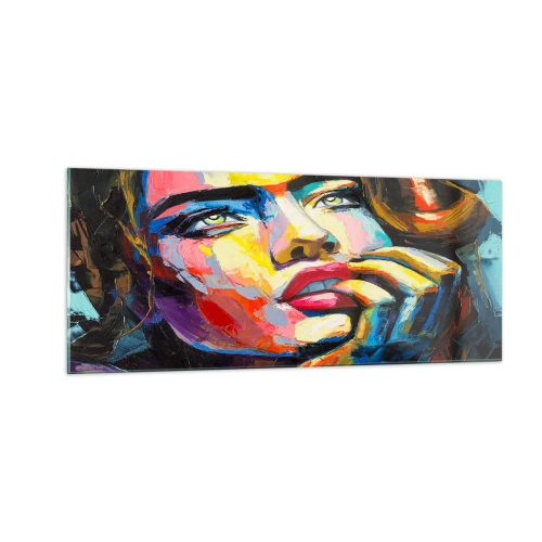 Glastavla - Bild på glas - Drömmar seglar i himlen som fåglar - 100x40 cm