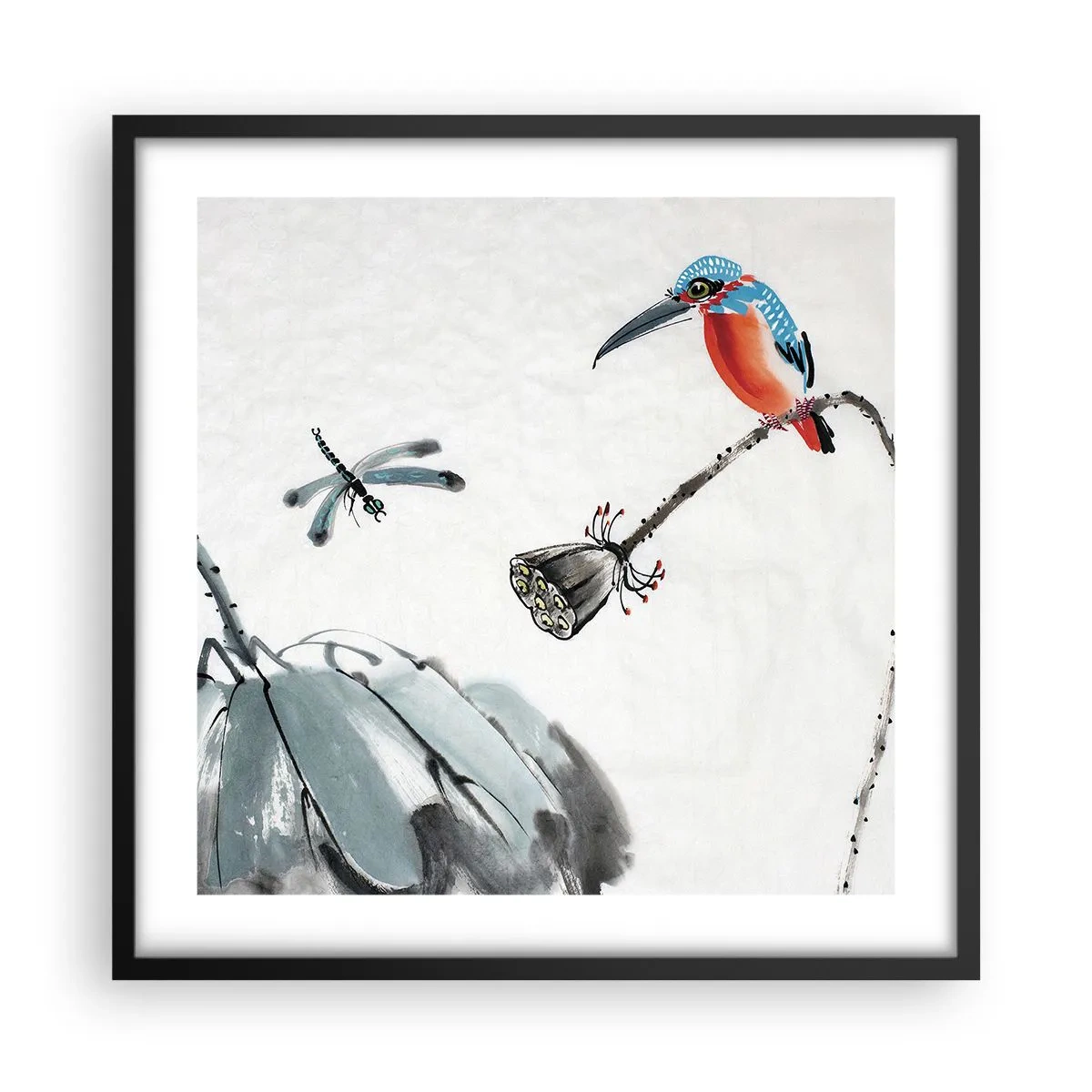 Affisch i svart ram - Ängens liv - 50x50 cm