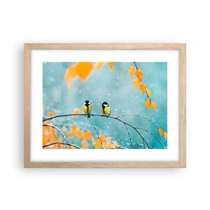 Affisch i ram av ljusek - Fåglarnas skvaller - 40x30 cm
