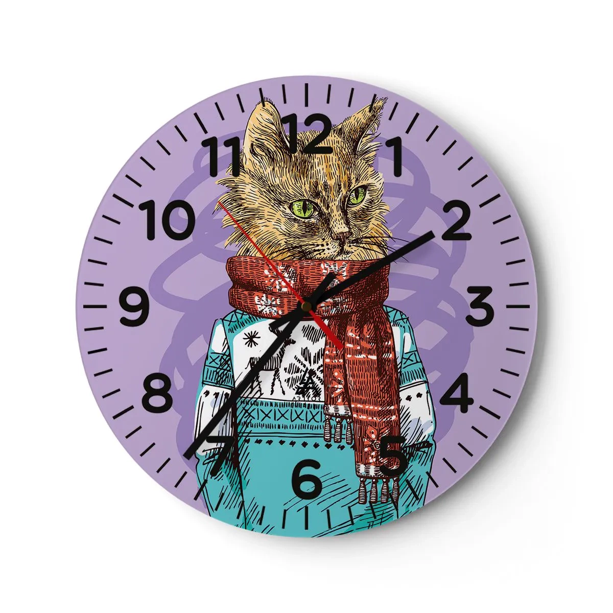 Väggklocka - Klocka på glas - Mästerkatten - 30x30 cm