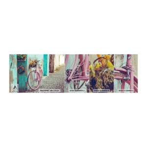 Provbit av fototapet Premium Sand - Strax tillbaka - Cykel, Arkitektur, Blommor - 100x30 cm