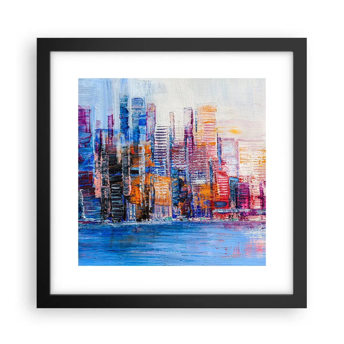 Affisch i svart ram - En glädjefylld metropol - 30x30 cm