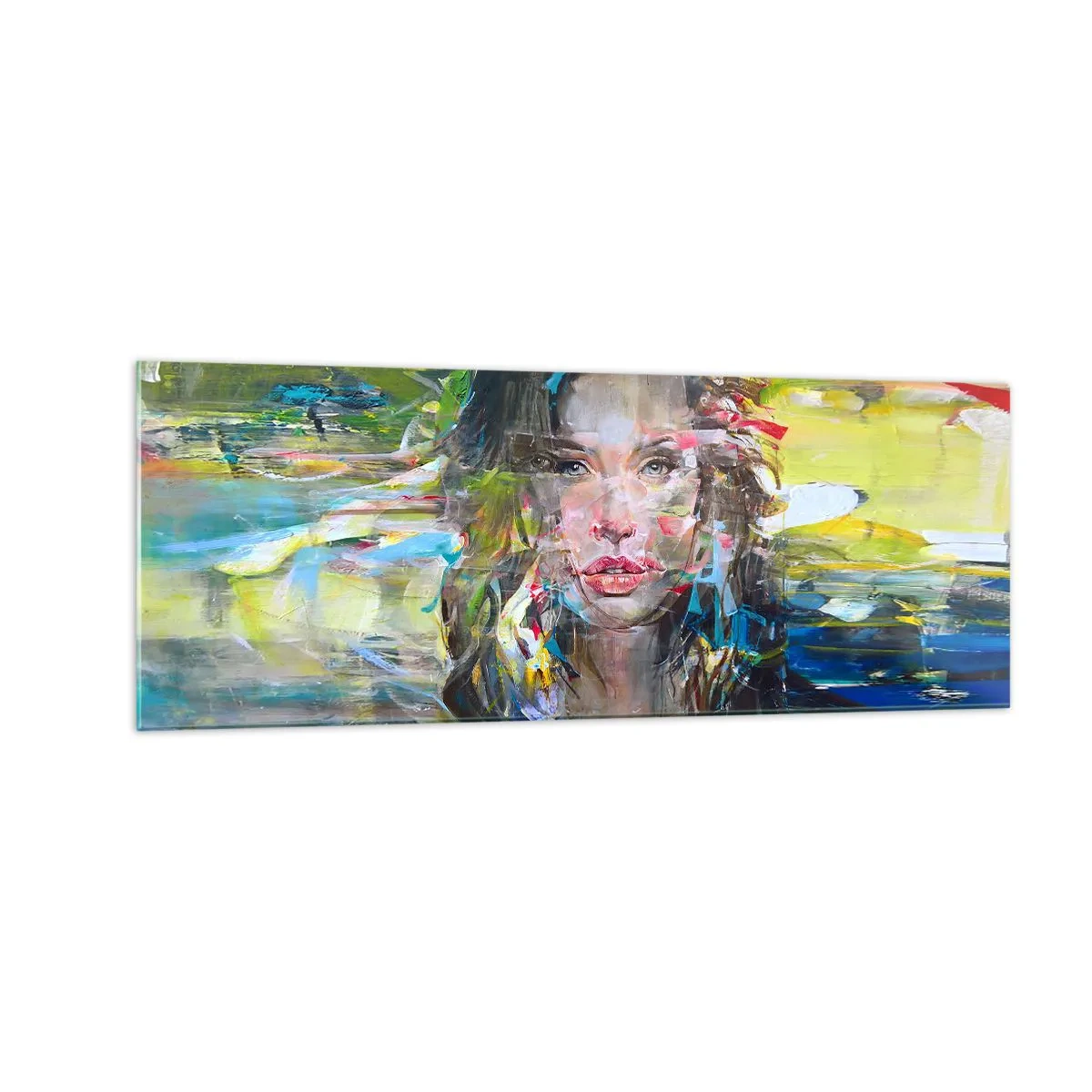 Glastavla - Bild på glas - Bakom luftridån - 140x50 cm