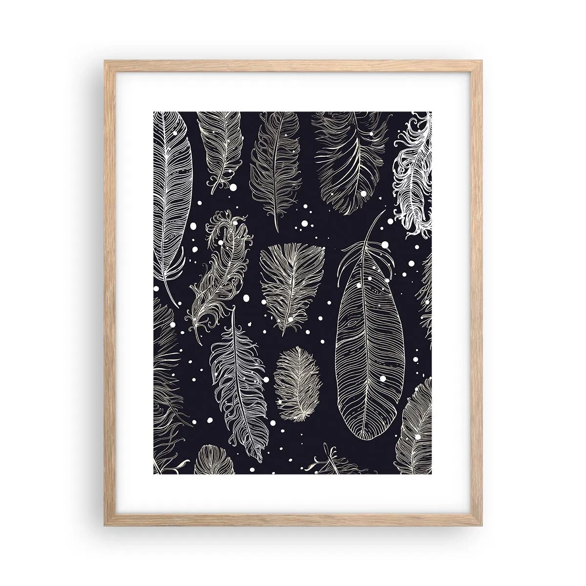 Affisch i ram av ljusek - Fjäderspets - 40x50 cm