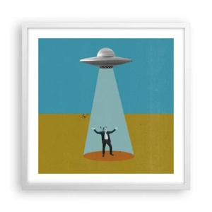 Affisch i vit ram - Ett nära möte - 50x50 cm