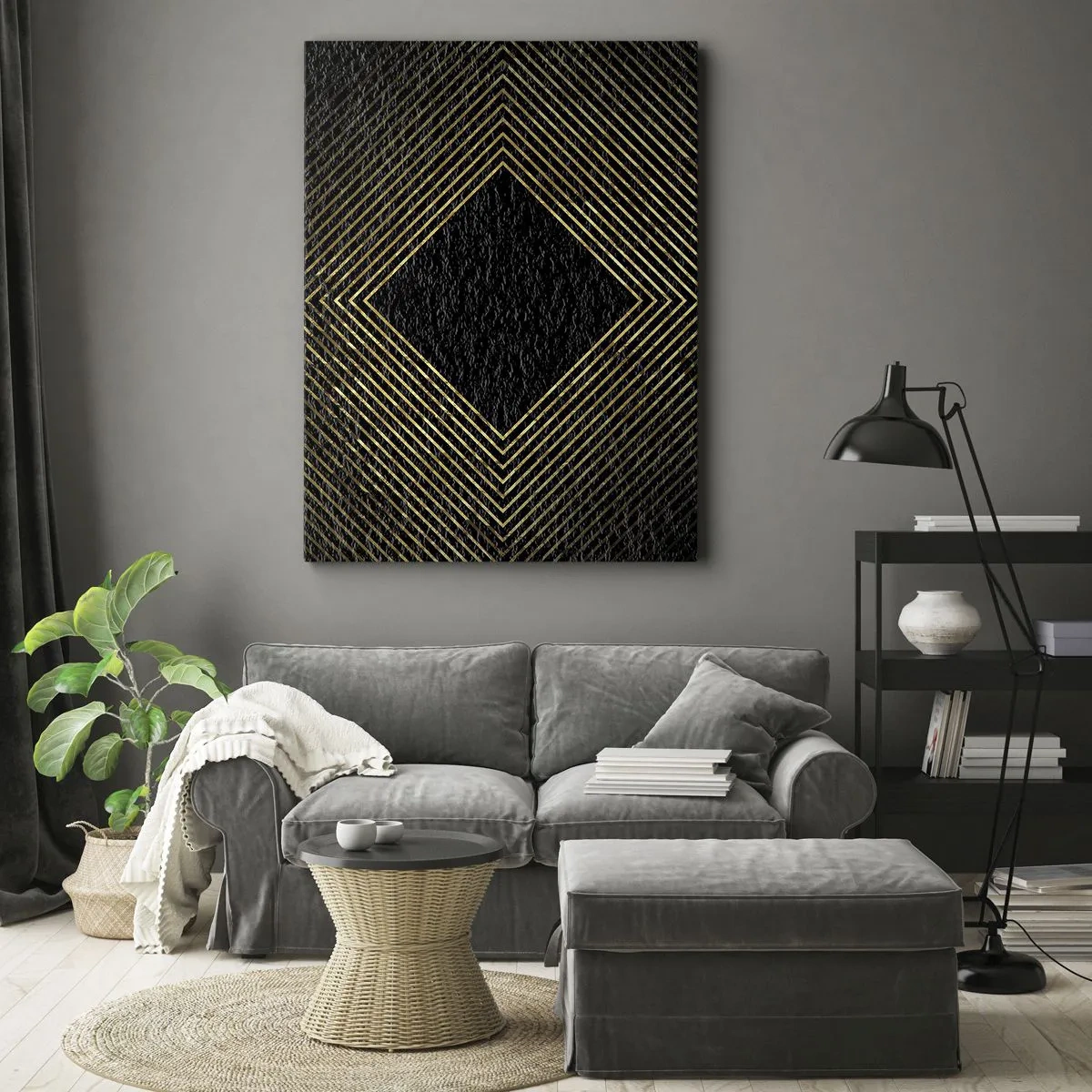 Canvastavla - Bild på duk - Geometri i glamourstil - 80x120 cm