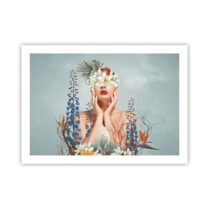 Affisch - Kvinna - blomma - 70x50 cm