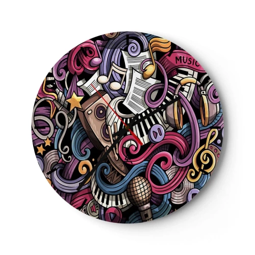 Väggklocka - Klocka på glas - Komplicerad melodi - 40x40 cm