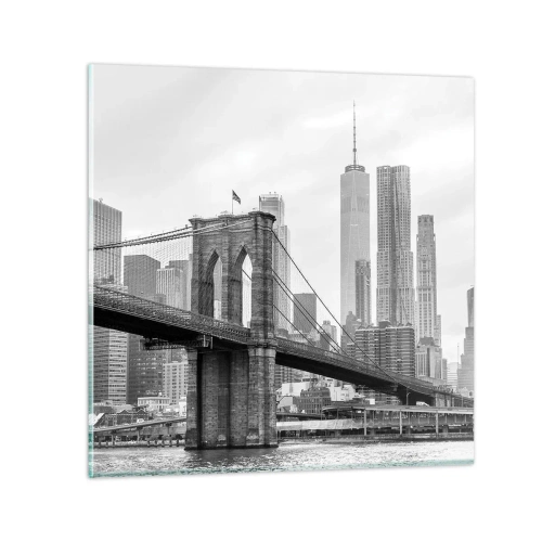 Glastavla - Bild på glas - New York stämning - 70x70 cm