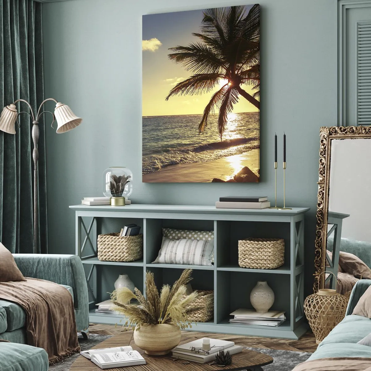 Canvastavla - Bild på duk - Sommar under palmträden - 50x70 cm
