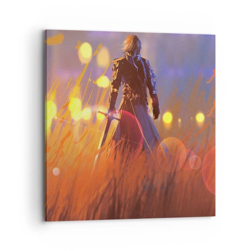 Canvastavla - Bild på duk - Vandrande riddare - 70x70 cm
