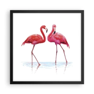 Affisch i svart ram - Rosa rendez-vous - 40x40 cm