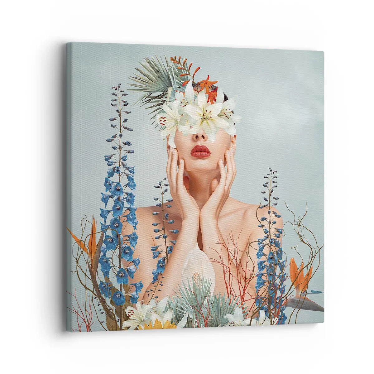 Canvastavla - Bild på duk - Kvinna - blomma - 30x30 cm