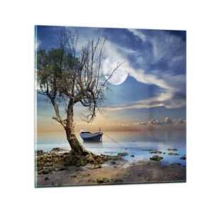 Glastavla - Bild på glas - Är det slut eller början? - 70x70 cm