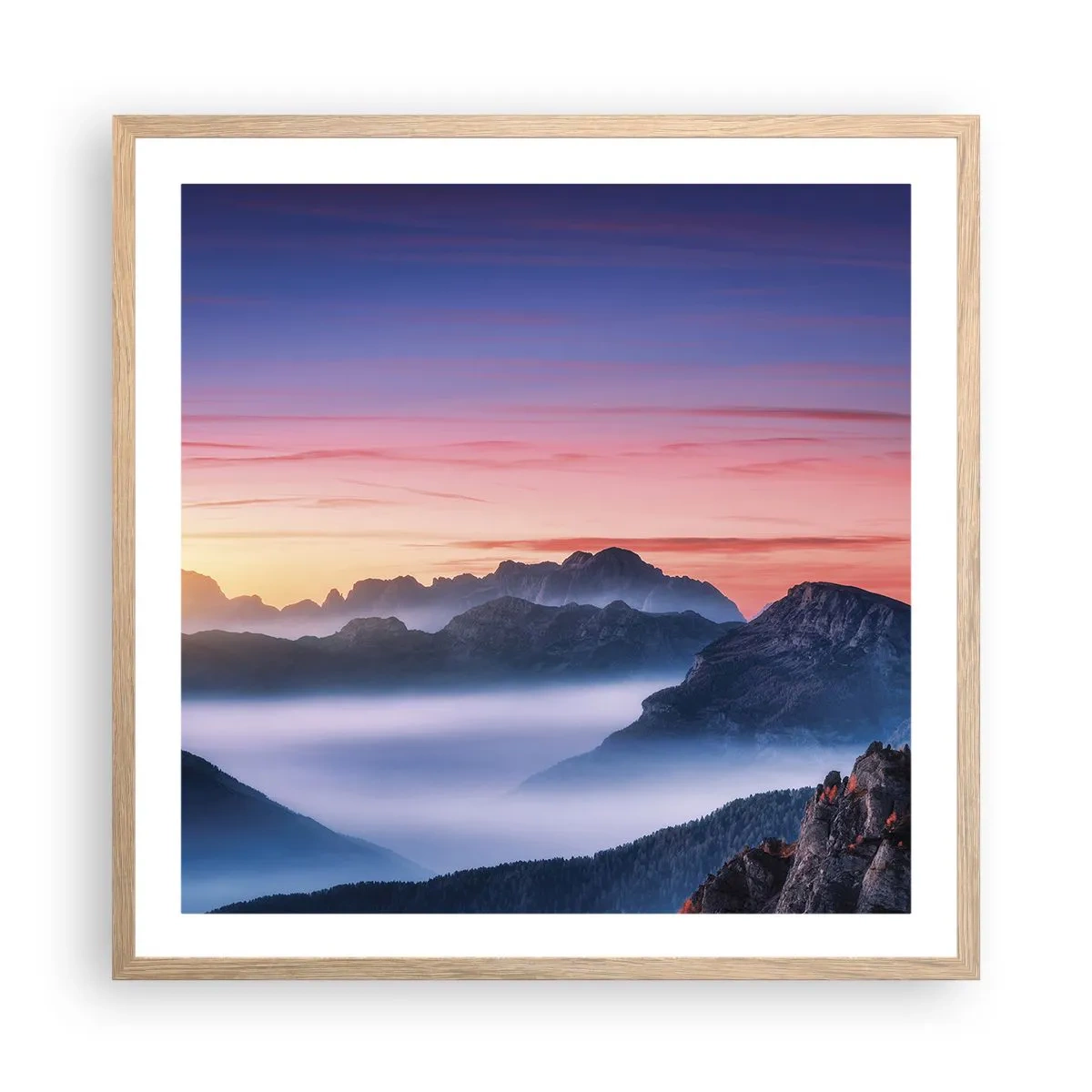 Affisch i ram av ljusek - Över dalarna - 60x60 cm