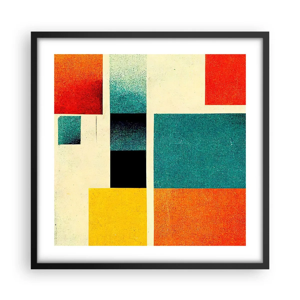 Affisch i svart ram - Geometrisk abstraktion - bra energi - 50x50 cm