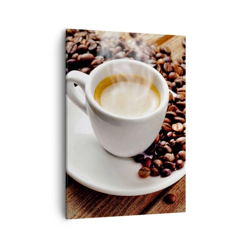 Canvastavla - Bild på duk - Kaffe på bordet - 50x70 cm
