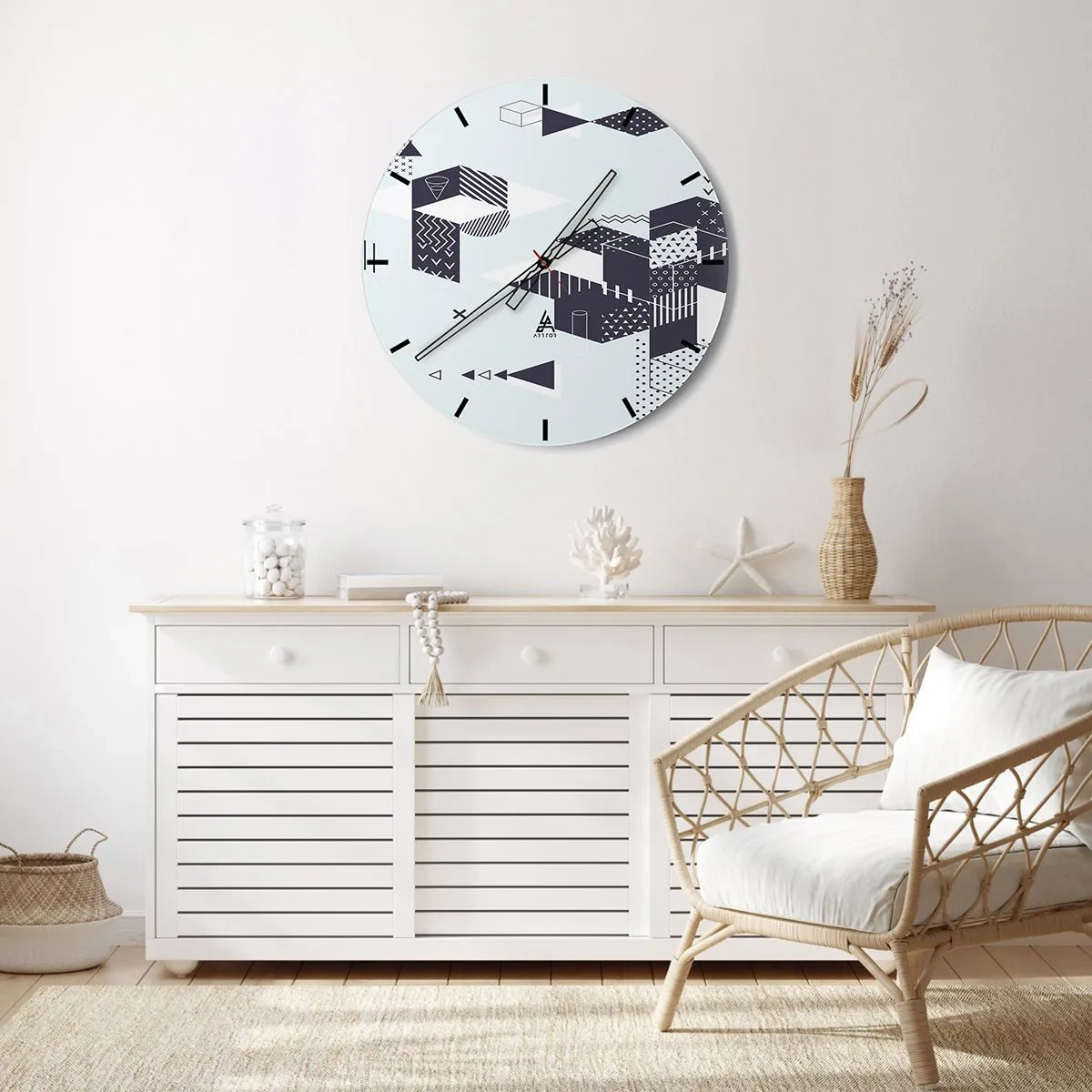 Väggklocka - Klocka på glas - I matematikerns själ - 40x40 cm