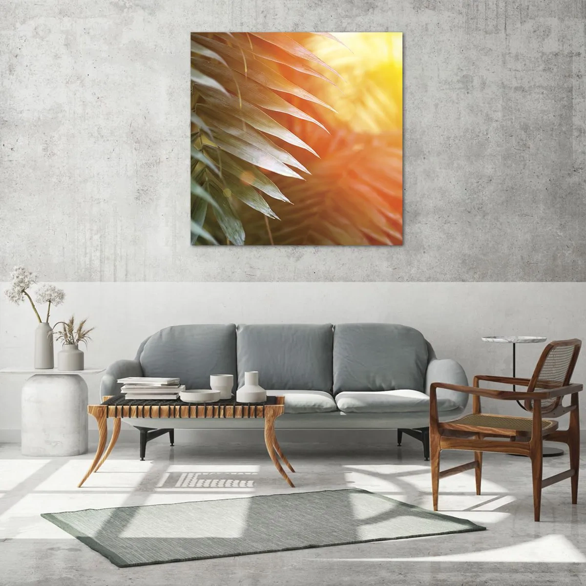 Glastavla - Bild på glas - En morgon i djungeln - 70x70 cm