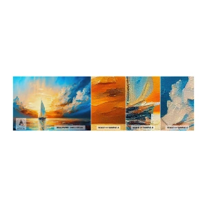 Provbit av självhäftande fototapet Deluxe Sticker - Segla i gult - Landskap, Nautisk, Segelbåt - 100x30 cm