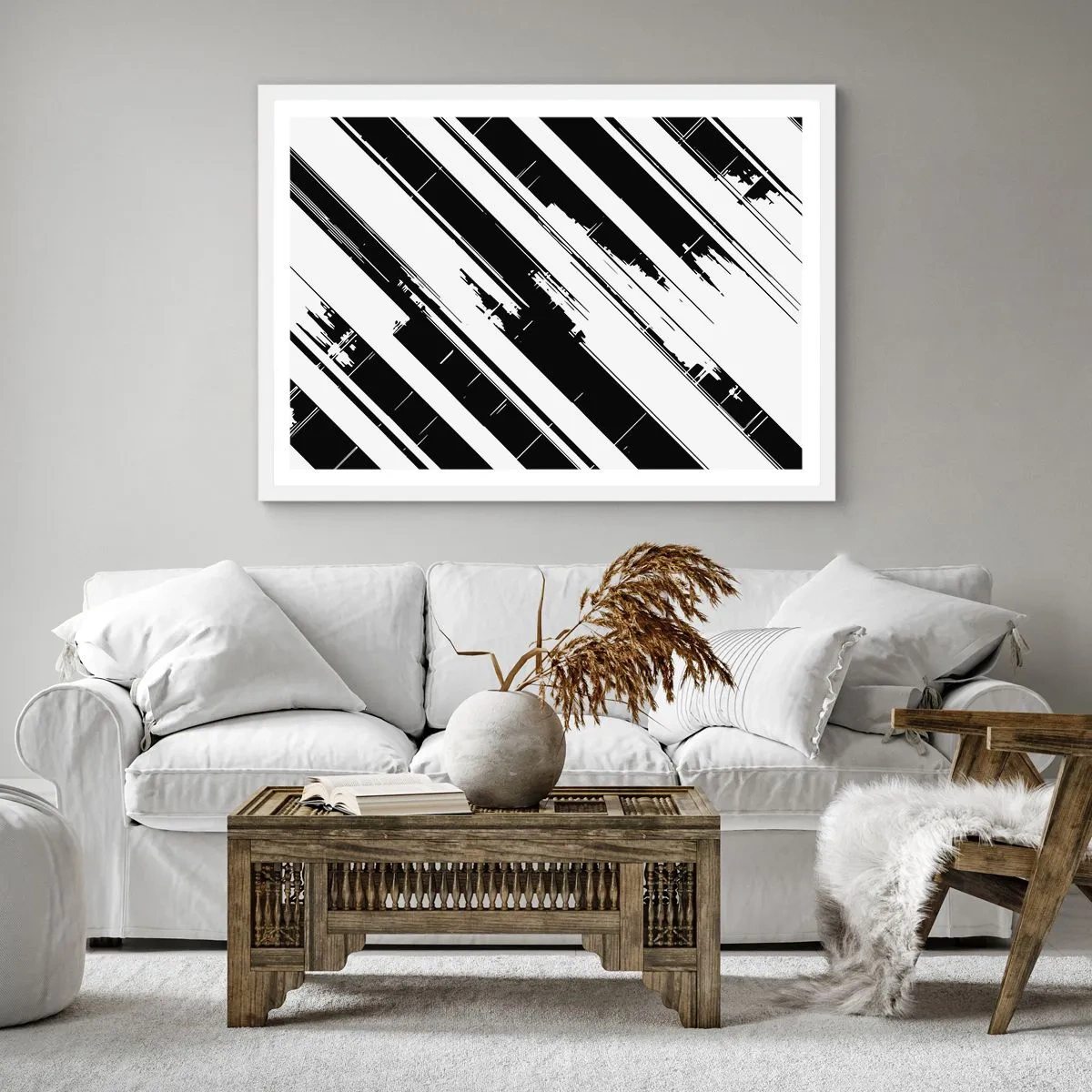 Affisch i vit ram - Intensiv och dynamisk komposition - 60x60 cm