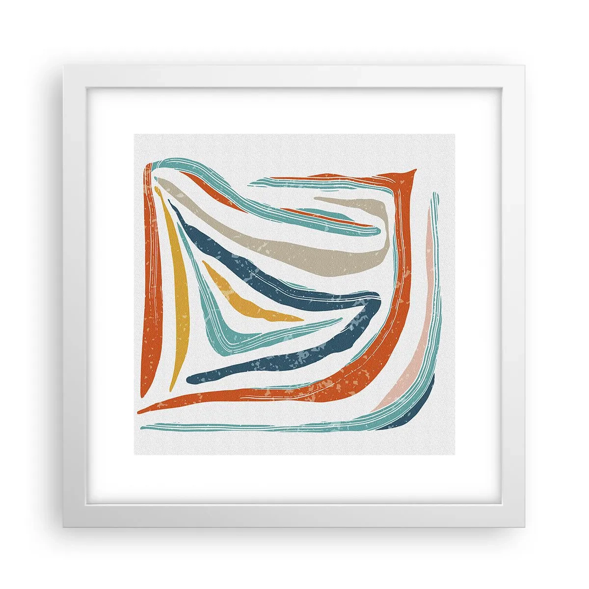 Affisch i vit ram - Vänligt leende abstraktion - 30x30 cm