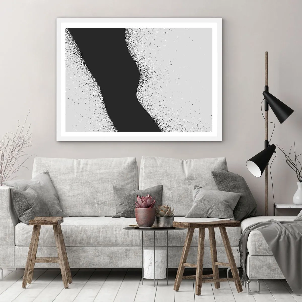 Affisch i vit ram - Flytande balans - 100x70 cm