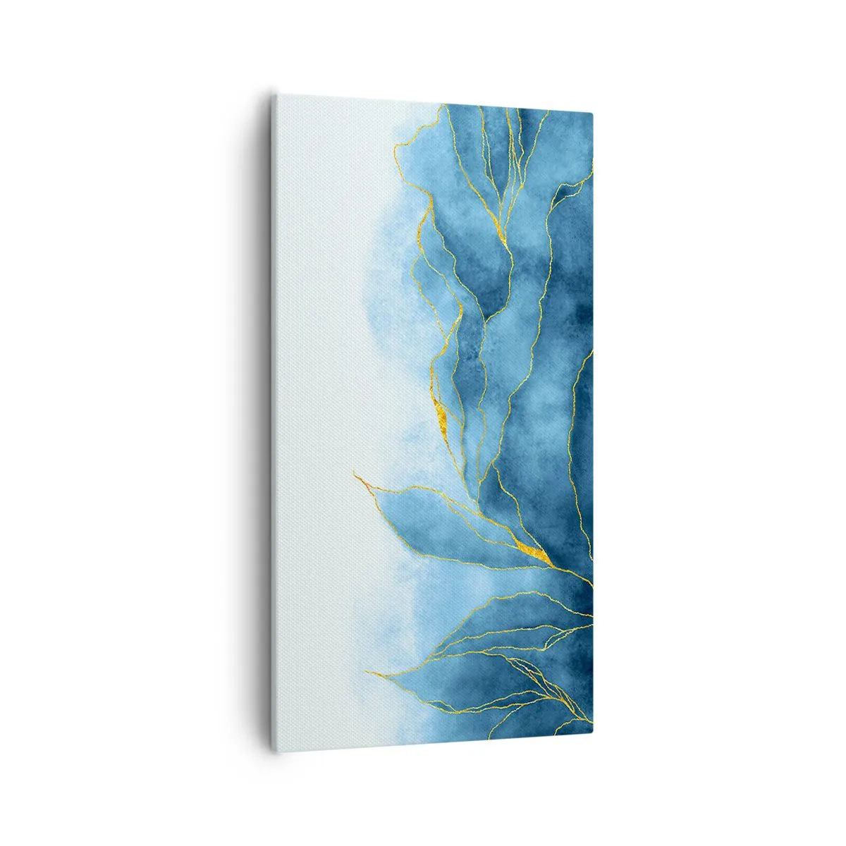 Canvastavla - Bild på duk - Blått i guld - 55x100 cm