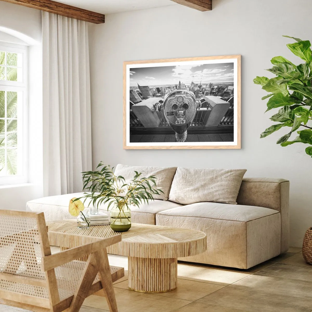 Affisch i ram av ljusek - Stad över städerna - 100x70 cm