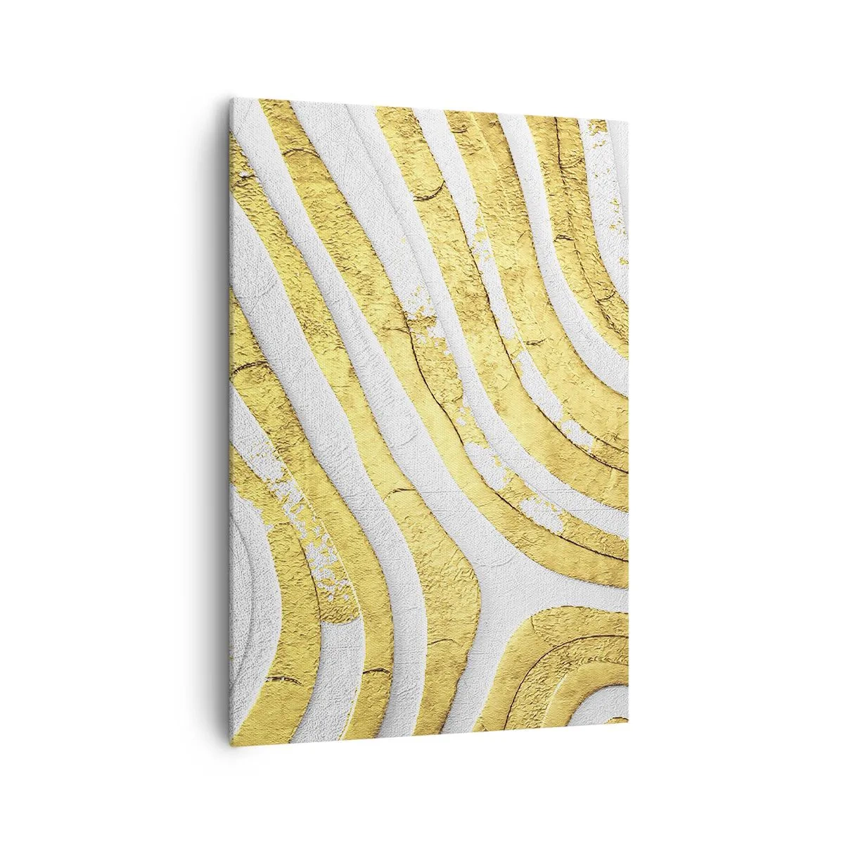 Canvastavla - Bild på duk - Komposition i vitt och guld - 70x100 cm