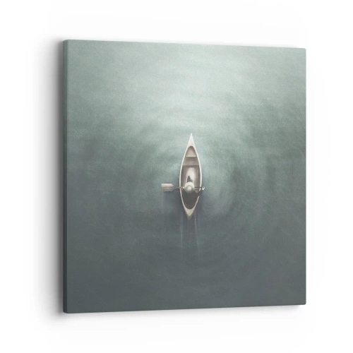 Canvastavla - Bild på duk - Över en månbelyst sjö - 40x40 cm