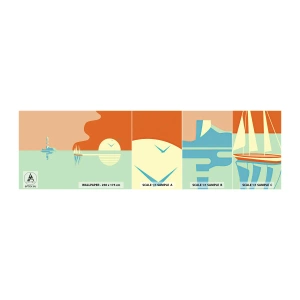 Provbit av självhäftande fototapet Deluxe Sticker - Perfekt havslandskap - Abstraktion, Segelbåt, Lykta - 100x30 cm