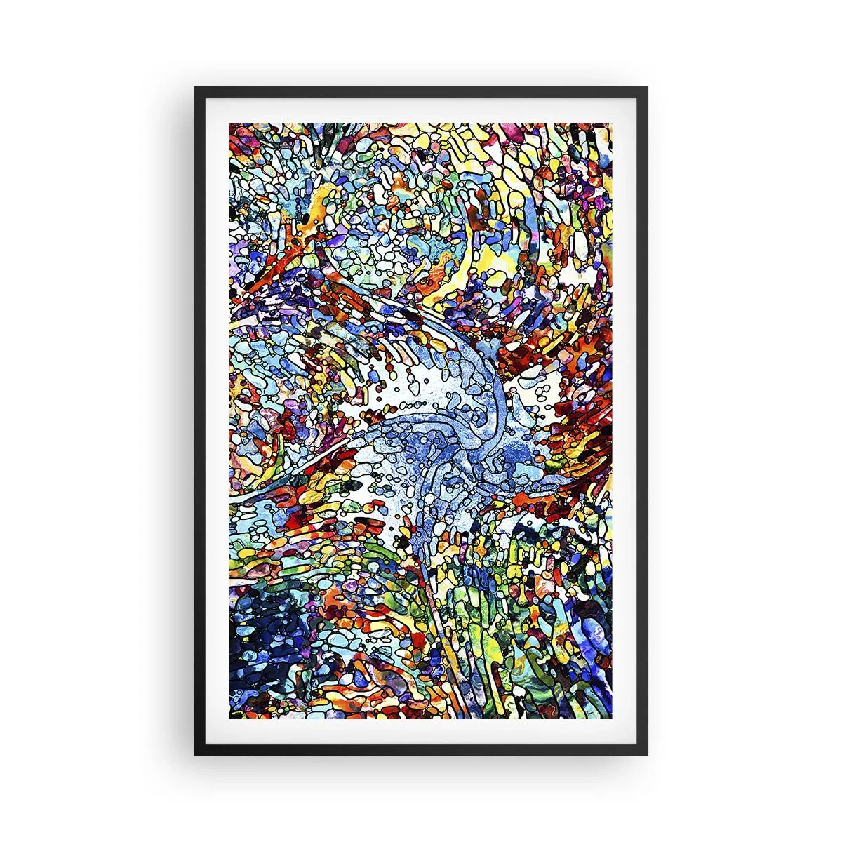 Affisch i svart ram - Glasmålning - droppar - 61x91 cm