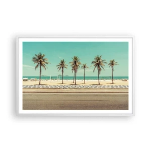 Affisch i vit ram - På stranden - 91x61 cm
