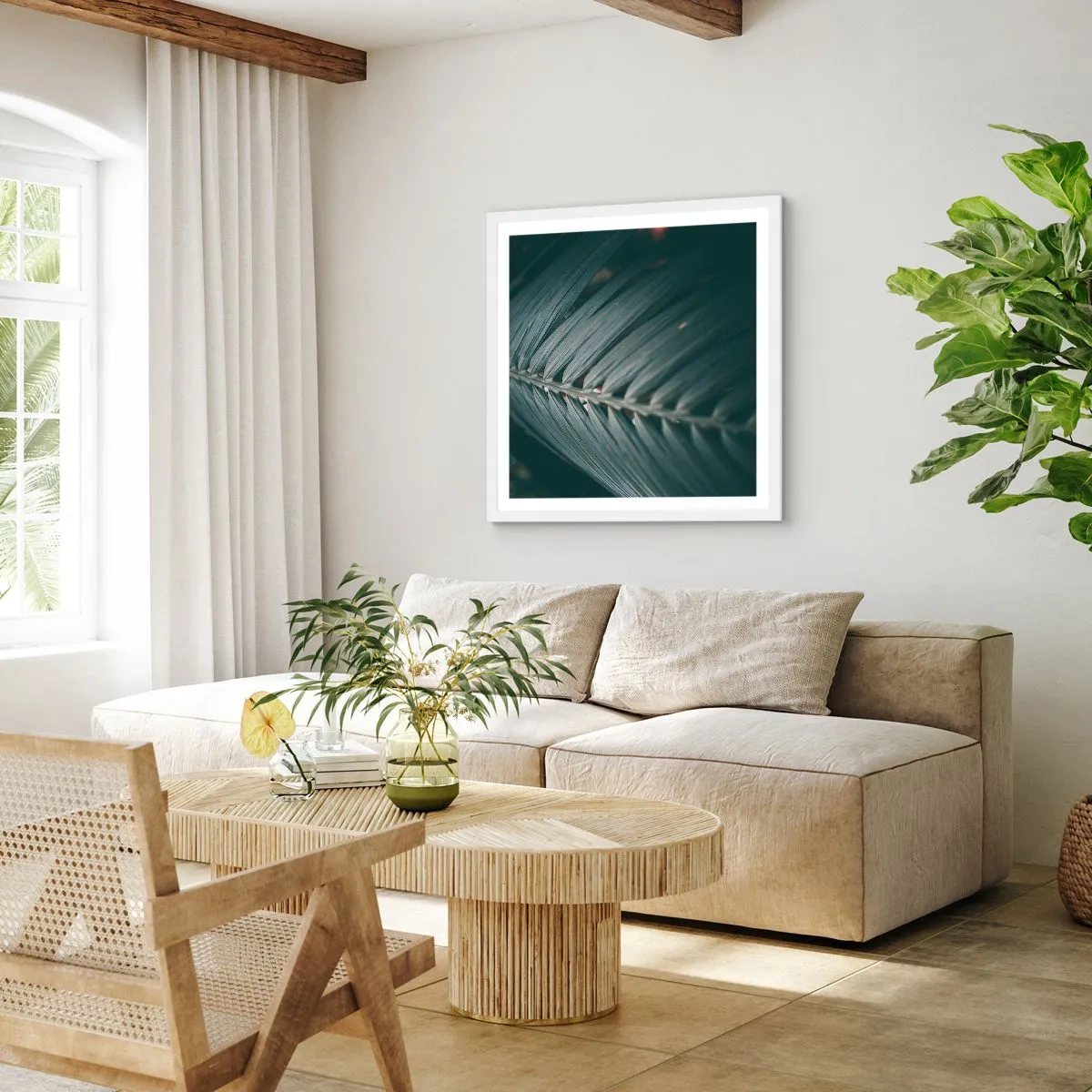 Affisch i vit ram - Naturens precision - 50x50 cm