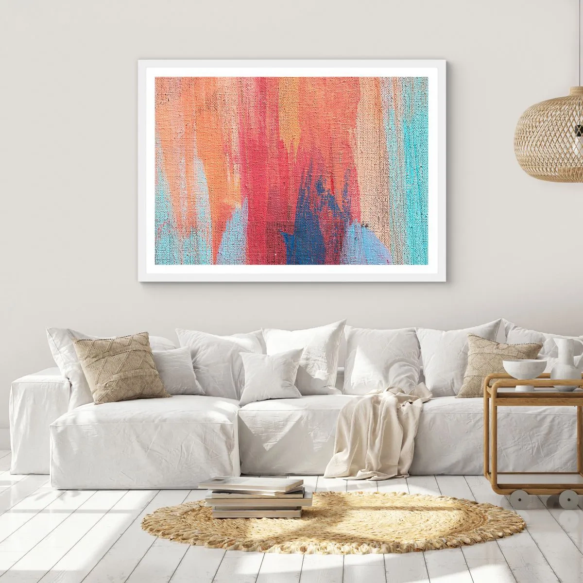 Affisch i vit ram - Rinnande regnbåge - 91x61 cm