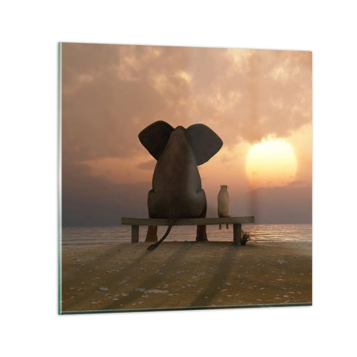 Glastavla - Bild på glas - Det är bra att vara tyst tillsammans - 70x70 cm