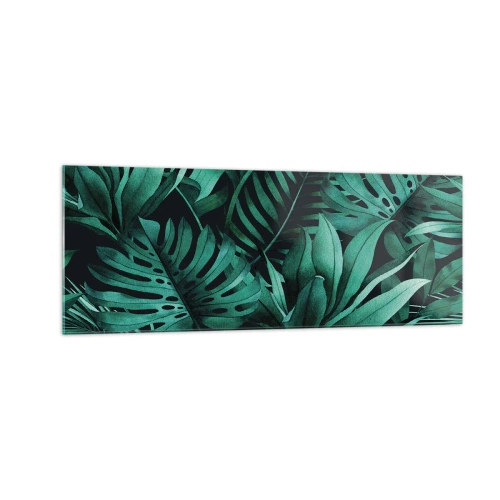 Glastavla - Bild på glas - Tropiska grönskans djup - 140x50 cm
