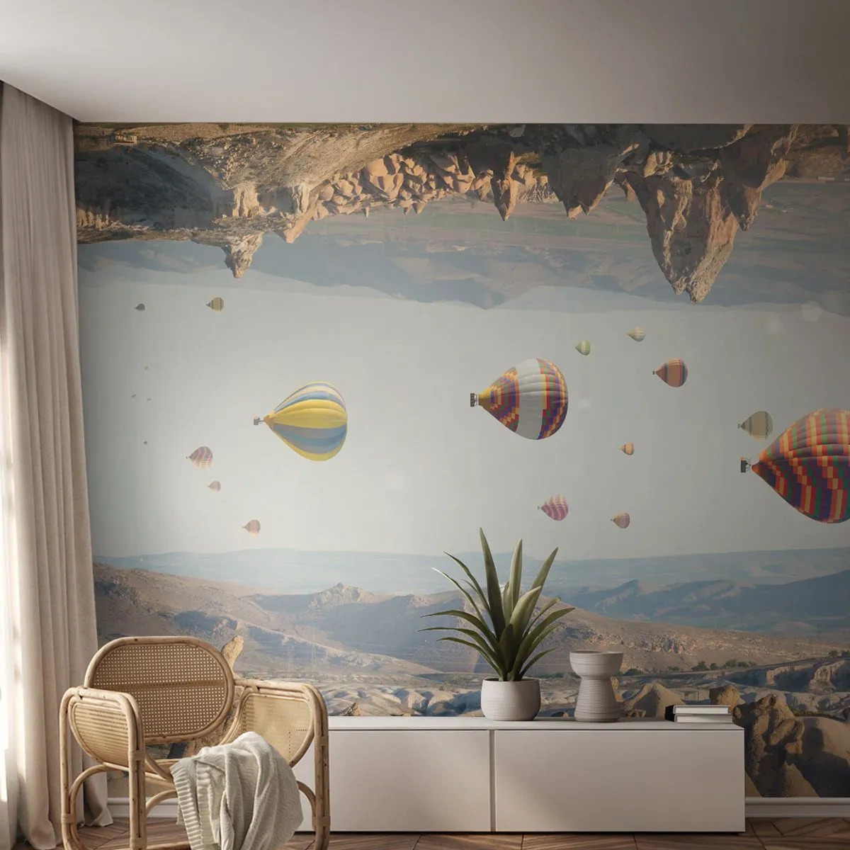 Fototapet Standard Eco - Här är allt möjligt - Abstraktion, Ballonger, Landskap - 400x280 cm