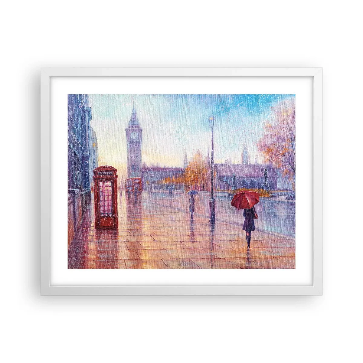 Affisch i vit ram - Höstdag i London - 50x40 cm